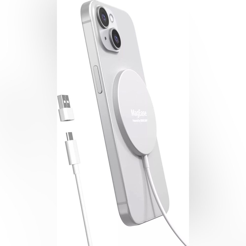 15 Watts  Wireless Magnetic Charger For Iphone 15/14/12 & Airpods 3/2/Pro WHITE